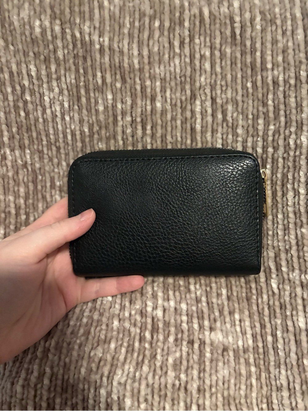 Black Pebbled Leather Zip Wallet